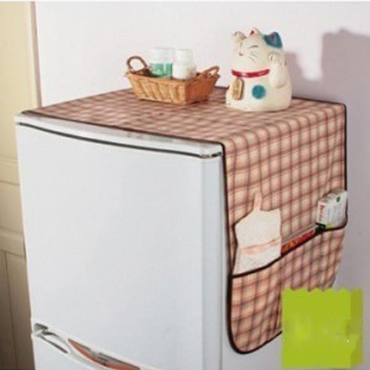 Tấm khăn phủ tủ lạnh chống bẩn tủ lạnh bằng vải không dệt cao cấp – có nhiều túi để...