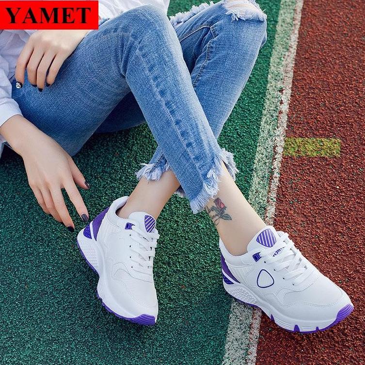Giày Sneaker Thể Thao Nữ Mẫu Mới Siêu Hot YAMET SNN35528WT Trắng Phối Tím