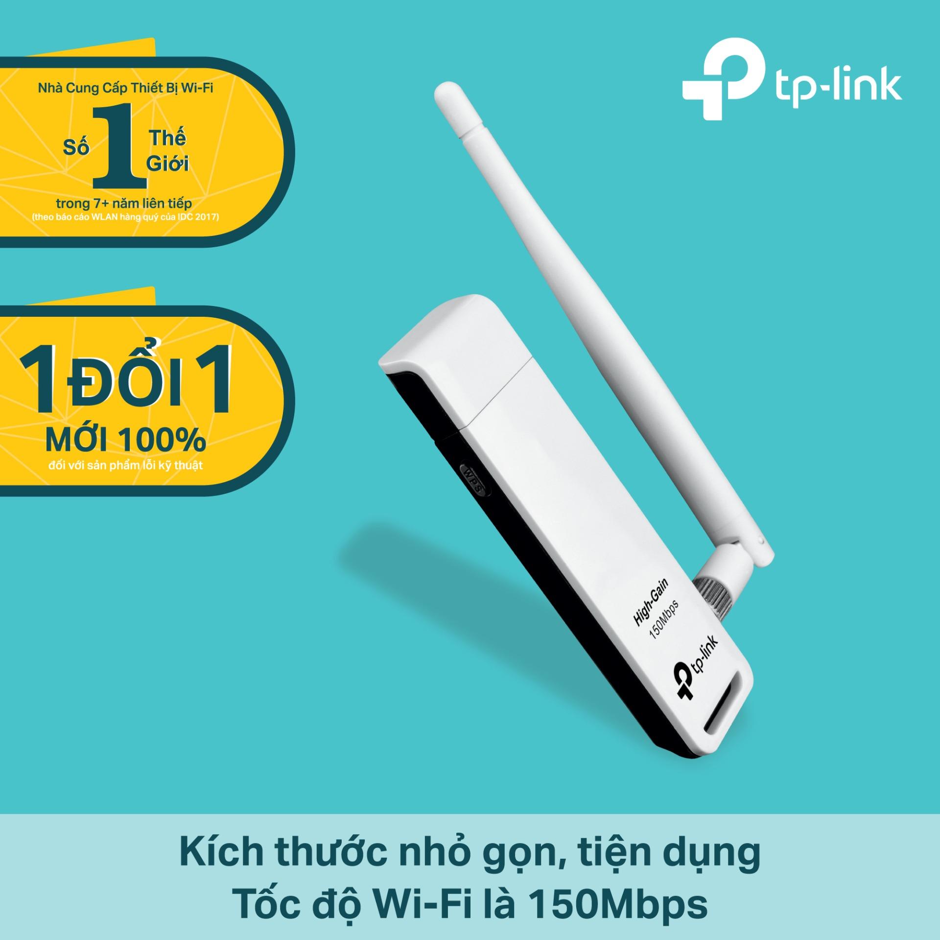 TP-Link - TL-WN722N - USB kết nối Wi-Fi Chuẩn N 150Mbps Độ lợi cao-Hãng phân phối chính thức