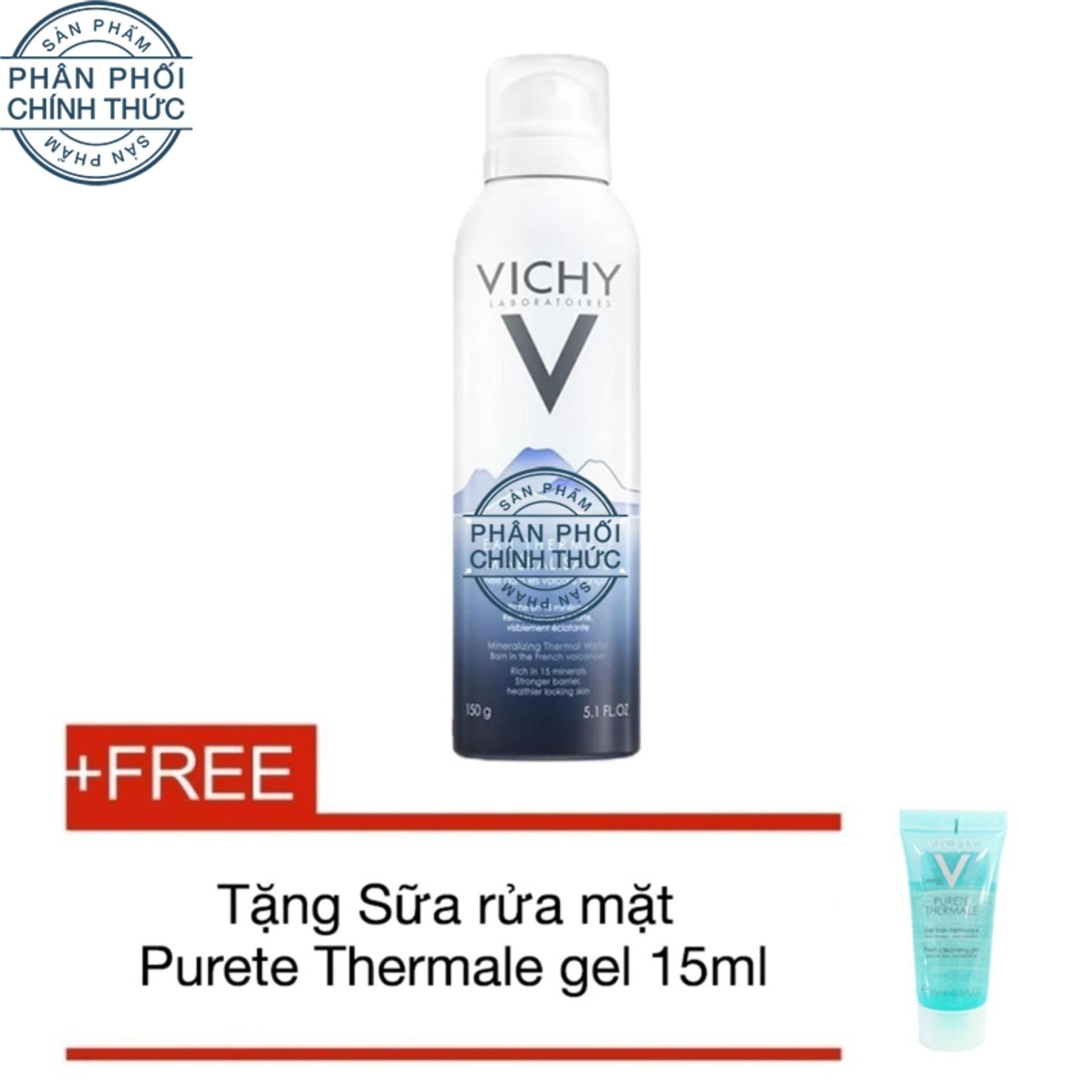 Xịt khoáng dưỡng da Vichy Mineralizing Thermal Water 150ml + Tặng Gel rửa mặt Purete Themale 15ml