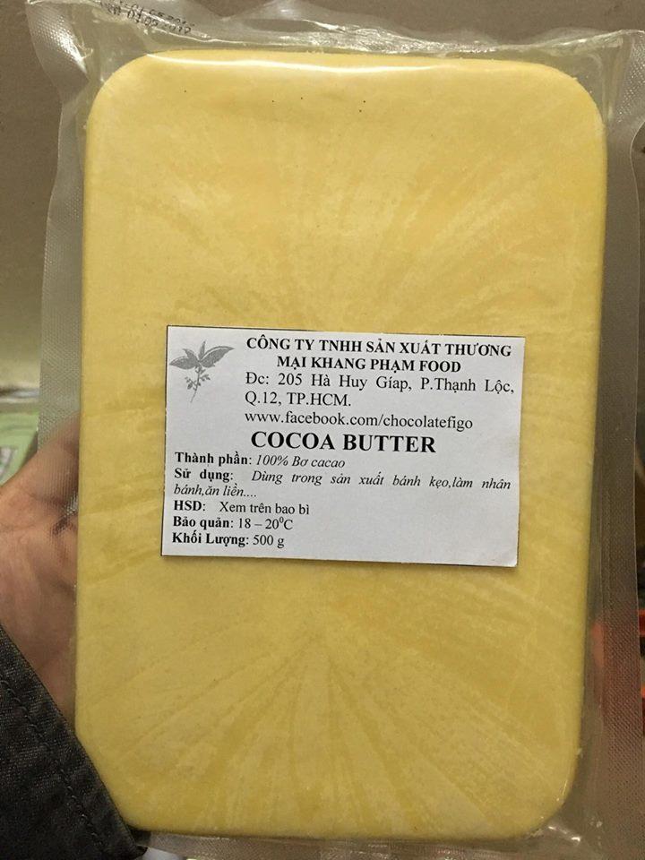 Bơ ca cao nguyên chất nguyên liệu làm bánh ( Cocoa Butter ) Figo 500gram