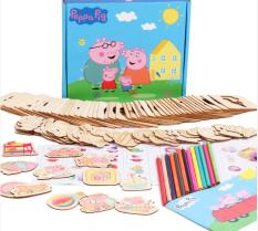 Khuôn vẽ hình và ghép hình chủ đề peppa pig