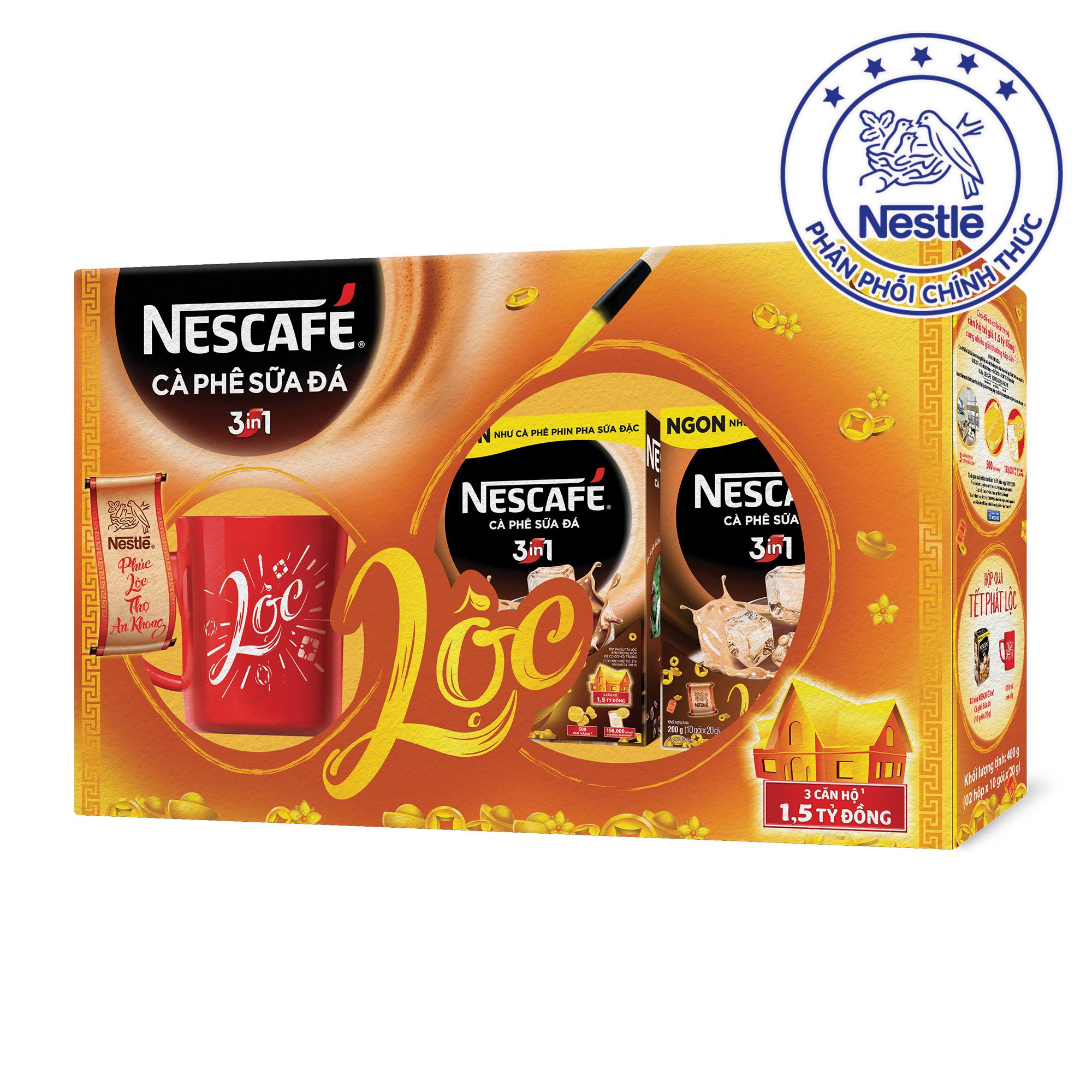 Hộp Quà Tết Nescafé 3in1 Cà Phê Sữa Đá (2 hộp x 10 gói x 20 g)