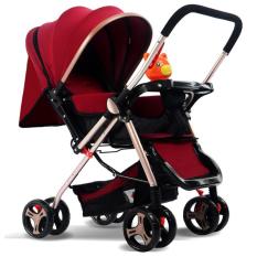 Xe nôi đẩy trẻ em 2 chiều 3 tư thế VGR01 cao cấp (Đỏ đô) + tặng kèm đệm lót, chiếu mây và màn chống muỗi