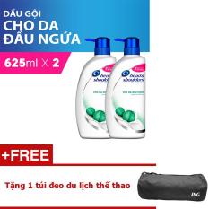 Bộ 2 Dầu gội Head & Shoulders Da Đầu Ngứa 625ml + Tặng 1 túi đeo du lịch thể thao (Màu ngẫu nhiên)