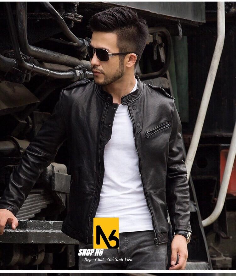 Áo Khoác Da Nam Lót Lông Blacker Phối Ngực Đen Cao Cấp - DC14 (ShopN6)