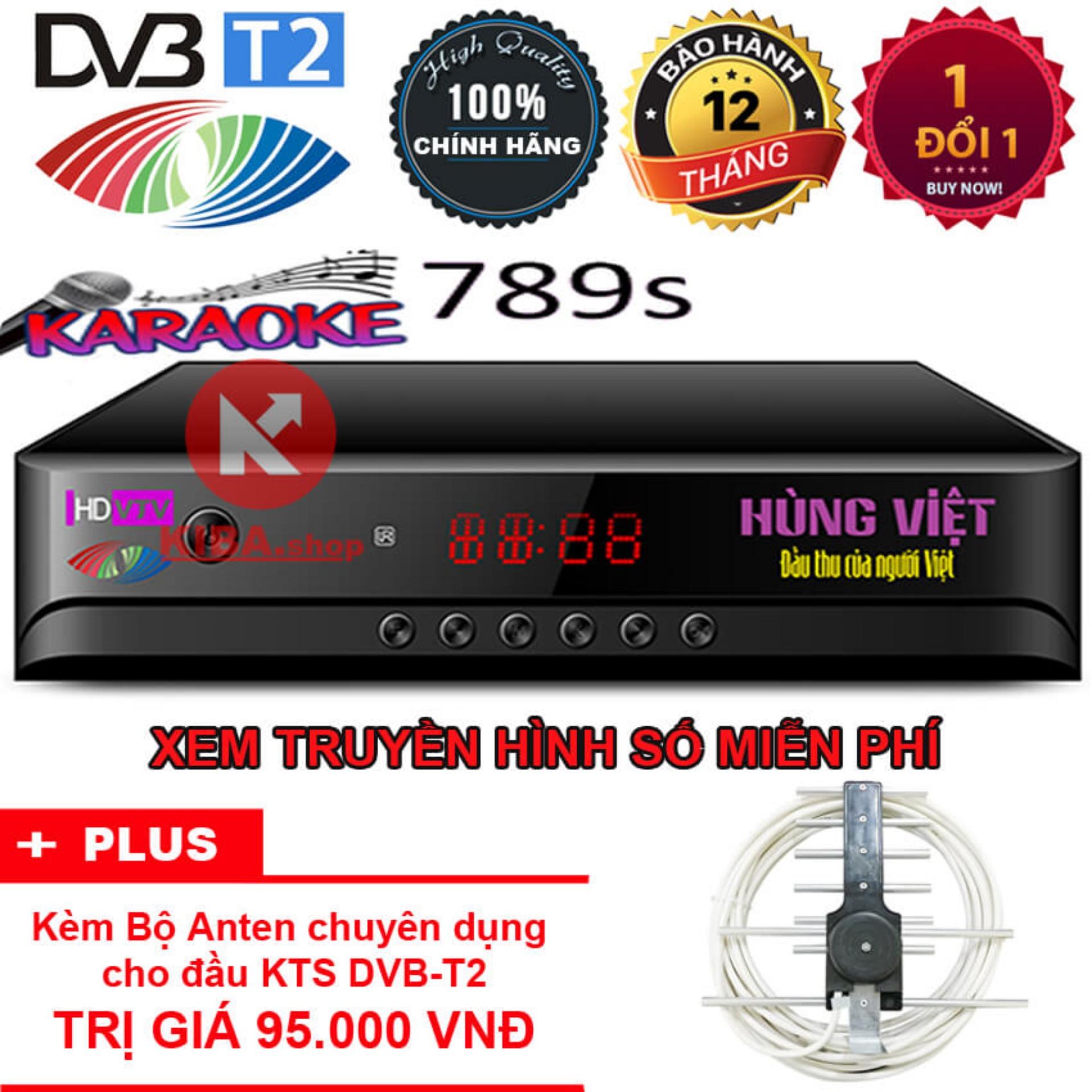 Đầu truyền hình số mặt đất DVB T2 Hùng Việt HD-789S KARAOKE - Tặng Anten KTS DVB-T2 trị giá 85.000đ