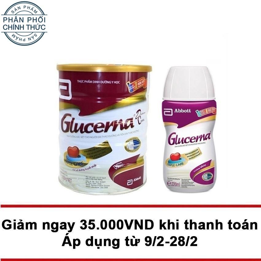 Bộ Glucerna hương vani 850g và chai nước Glucerna 220ml