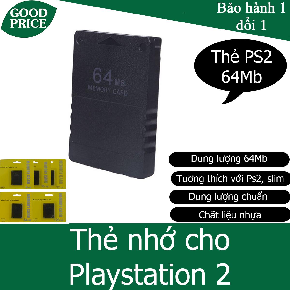 Thẻ nhớ cho máy chơi game Playstation 2, PS2 - dung lượng 64Mb