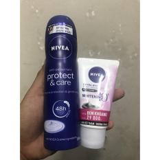 Xịt khử mùi Nivea Chăm sóc và bảo vệ 150ml tặng sữa rửa mặt 50g