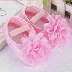 Giày tập đi đính bông hoa bé gái_Hồng size 11