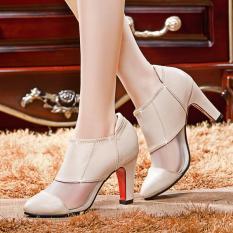 Giày Boot da cổ thấp phối lưới