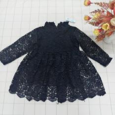 Váy đầm công chúa ren cao cấp dài tay giá rẻ cho bé gái từ 7kg đến 17kg( màu Hồng tím, Xanh than, Xanh dương,Trắng, Đen)