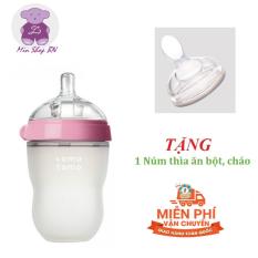 Bình sữa Silicon cao cấp Comotomo cho bé 250ml kèm núm thìa ăn cháo, bột