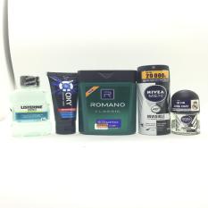 (NHH) Trọn bộ 5 Sản Phẩm Bao Gồm (1 Dầu Gội Đầu Romano (100g/chai), 1 Xịt khử mùi Nivea (40ml/chai), 1 Sữa rửa mặt OXY (25g/tuýp + Lăn Khử Mùi Nivea (12ml), 1 Nước Súc Miệng Listerin (80ml))
