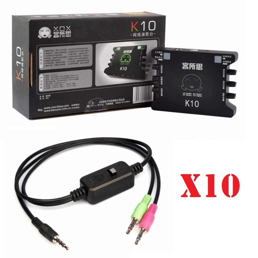Combo 10 Sound card XOX K10 + 10 Dây livestream cao cấp XOX MA2