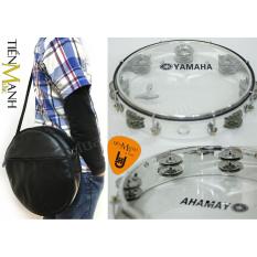 Combo Trống lắc tay và Bao đựng Lục Lạc Gõ Bo Tambourine Yamaha MT6-102T (Trong suốt – Trống chơi nhạc chế gõ po – Xipo – Tặng móng gẩy Tiến Mạnh Music)
