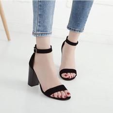 Giày cao gót LT 7 phân quai ngang đen (ảnh)