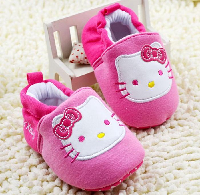 Giày tập đi cho bé gái Kitty cổ chun - GTD16