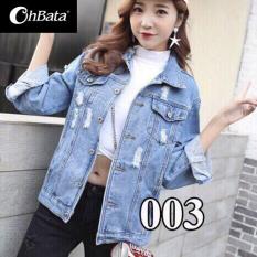 Áo Khoác Bò Nữ Phối Rách Cao Cấp OHS003