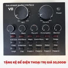 Mua Sound card V8 có Auto Tone dành cho micro thu âm tặng kệ để điện thoại ở đâu tốt?