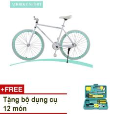 Xe đạp Fixed Gear Air Bike MK78 (trắng) + TẶNG bộ dụng cụ 12 món