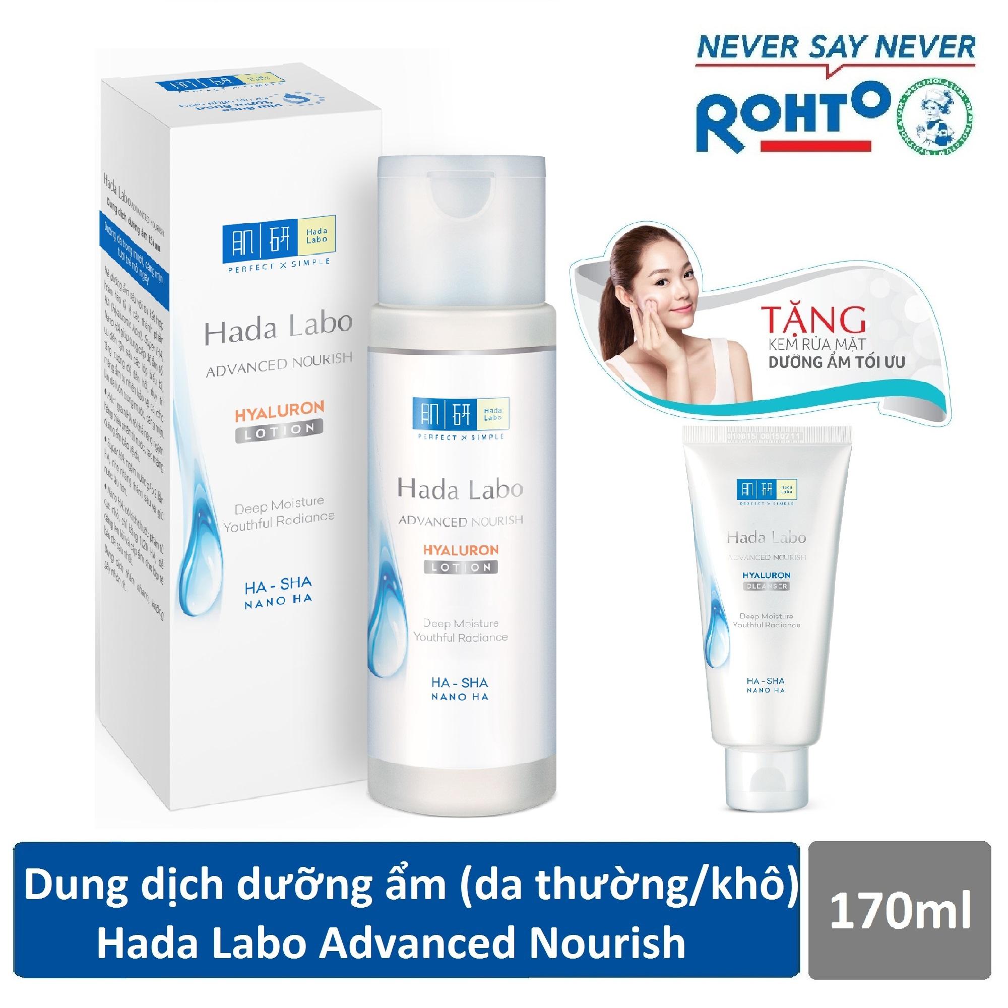 Dung dịch dưỡng ẩm tối ưu dùng cho da thường và da khô Hada Labo Advanced Nourish Lotion 170ml +...