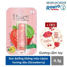 Son dưỡng không màu LipIce hương Dâu 4.3g + Tặng gương cầm tay xinh xắn