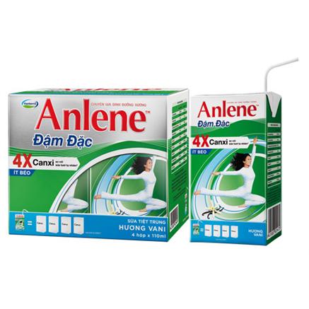 Bộ 3 Lốc sữa Anlene 4X đậm đặc pha sẵn (Lốc 4 hộp x125ml) hương vanial/socola