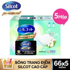 Combo 5 Hộp Bông trang điểm cao cấp Silcot Premium 66 miếng/hộp