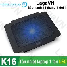 Đế tản nhiệt laptop COOLCOLD Thin Ice K16 1 quạt (Đen)