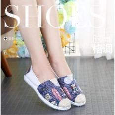 Giày lười nữ bọc cói vintage