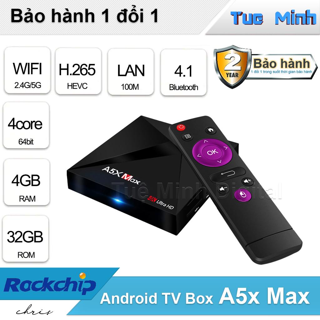 Android TV Box A5X Max - Ram 4GB, Rom 32GB, CPURockchip RK3328, Bluetooth
