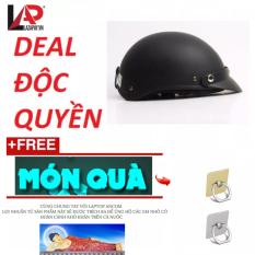 Mũ bảo hiểm 1/2 đầu đen trơn THIEN PHUOC + Tặng giá đỡ cho điện thoại các cả các dòng cực kì tiện lợi