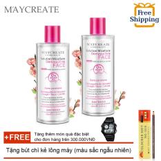 Bộ 02 lọ nước tẩy trang Maycreate 300ml auth + Tặng bút chì kẻ lông mày ( Đơn hàng mỹ phẩm trên 300k tặng thêm 1 đồng hồ thể thao như quảng cáo )(OEM)