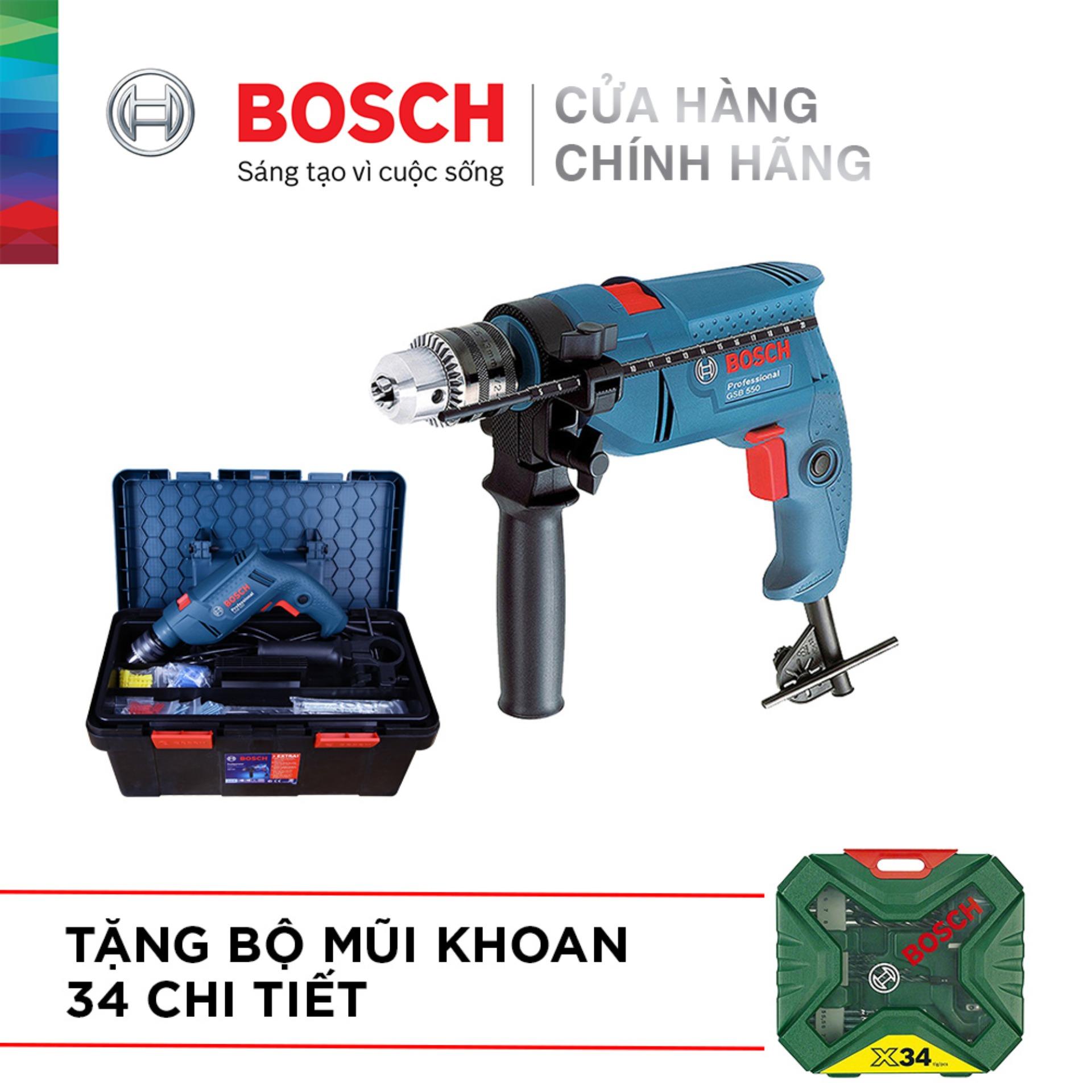 Máy khoan động lực Bosch GSB 550 FREEDOM - Tặng bộ phụ kiện FREEDOM 90 chi tiết và tặng Bộ...