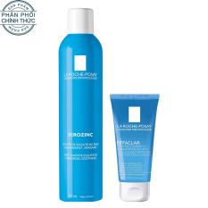 Bộ nước khoáng La Roche-Posay Serozinc 300ml và sữa rửa mặt cho da dầu da mụn La Roche-Posay Effaclar Gel 50ml