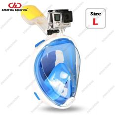 Mặt nạ lặn Full Face BLUE – mắt NHỰA TRONG gắn được GOPRO, SJCAM tầm nhìn 180 độ, Ống thở gắn liền ngăn nước – DONGDONG