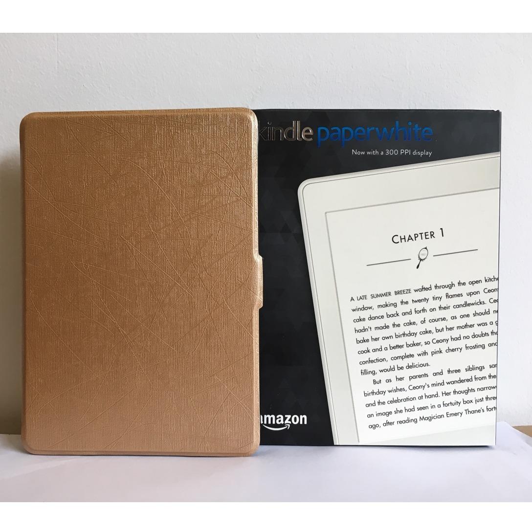 Máy Đọc Sách All-New Kindle PaperWhite (2018) và Bao da vàng đồng