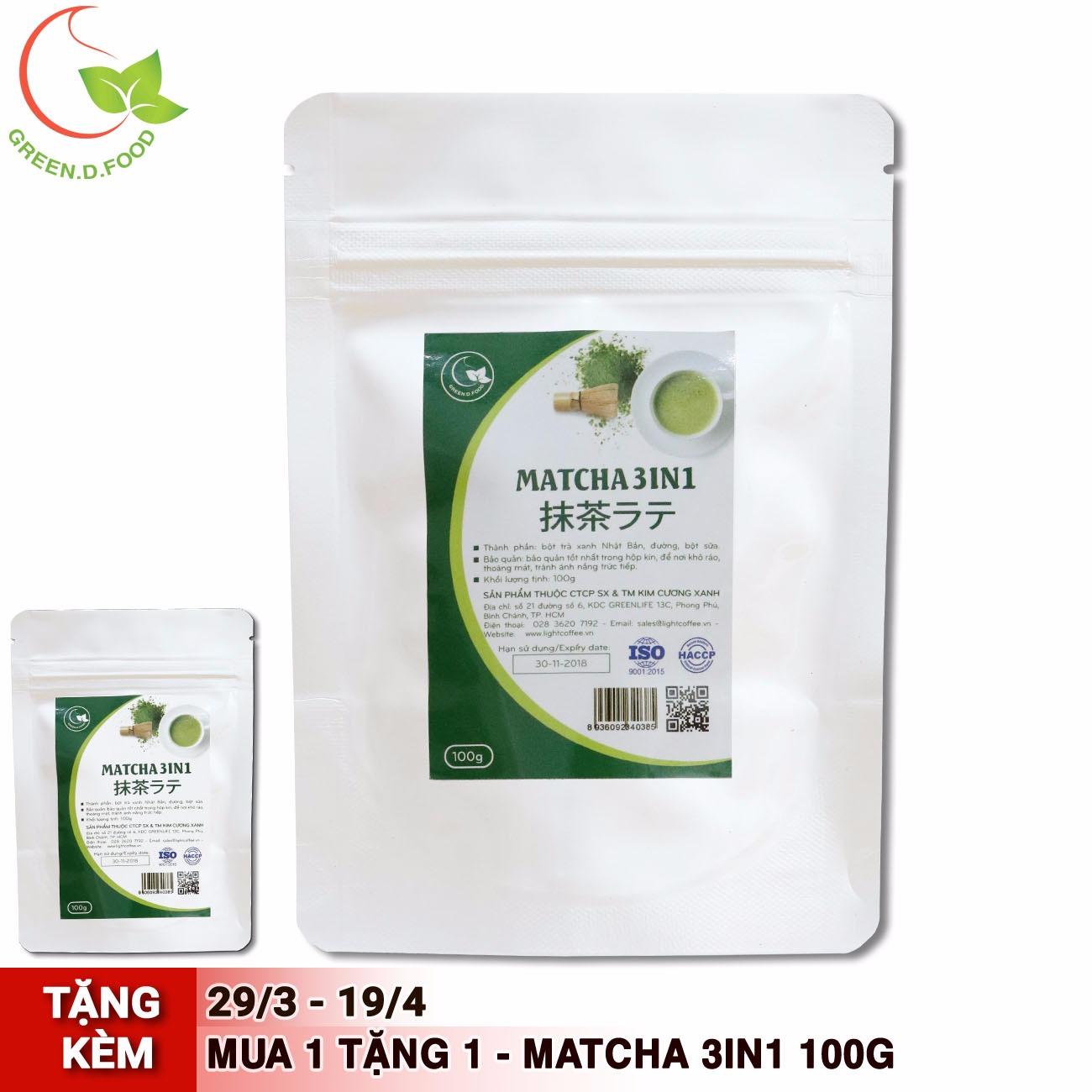 Bột trà xanh 3in1 (trà xanh sữa) - GreenD Food - 100g