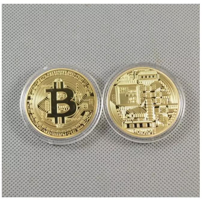 Đồng tiền may mắn Bitcoin Mạ vàng 24 + Hộp nhựa đi kèm