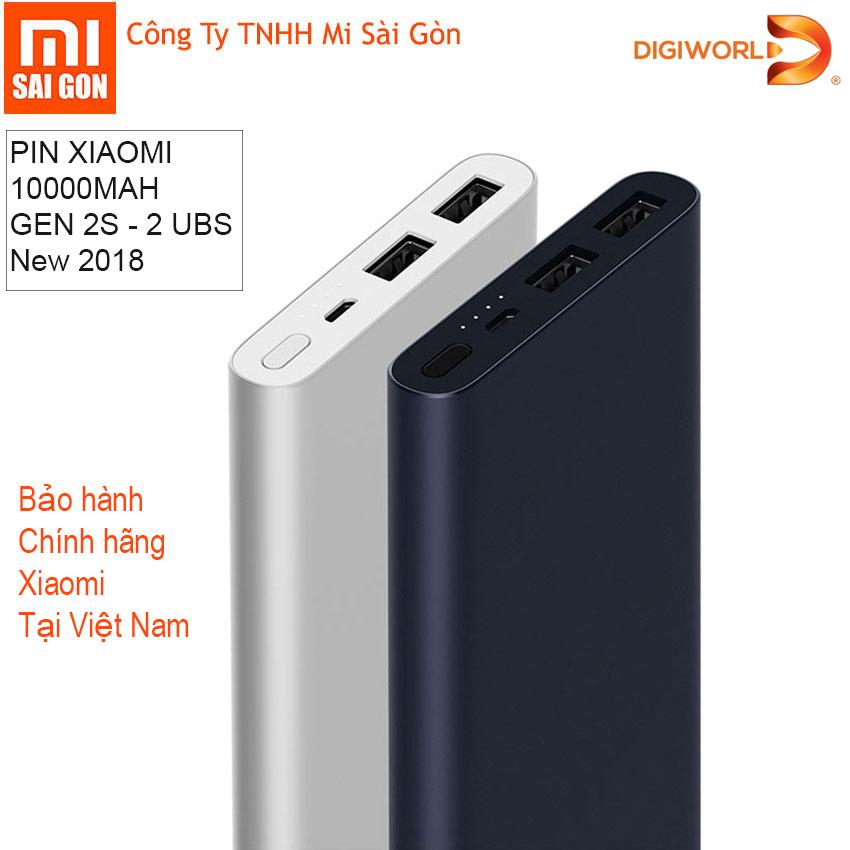 Pin sạc dự phòng Xiaomi ( BẠC) 10000 mAh gen 2s 2018 - Digiworld phân phối chính thức - bảo...