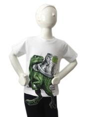 Áo thun bé trai in hình khủng long raptor chân 3D