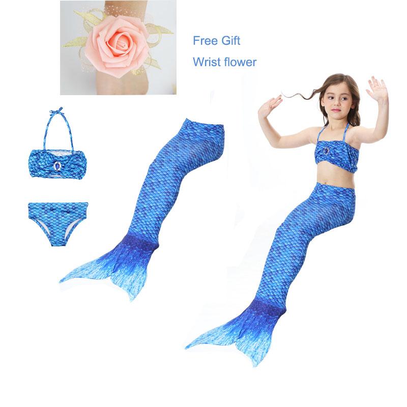 Little Girls 3 Cái Nàng Tiên Cá Đuôi cho Bơi Mermaid Tắm Suits Swimsuit Bikini Set 3-12 Năm