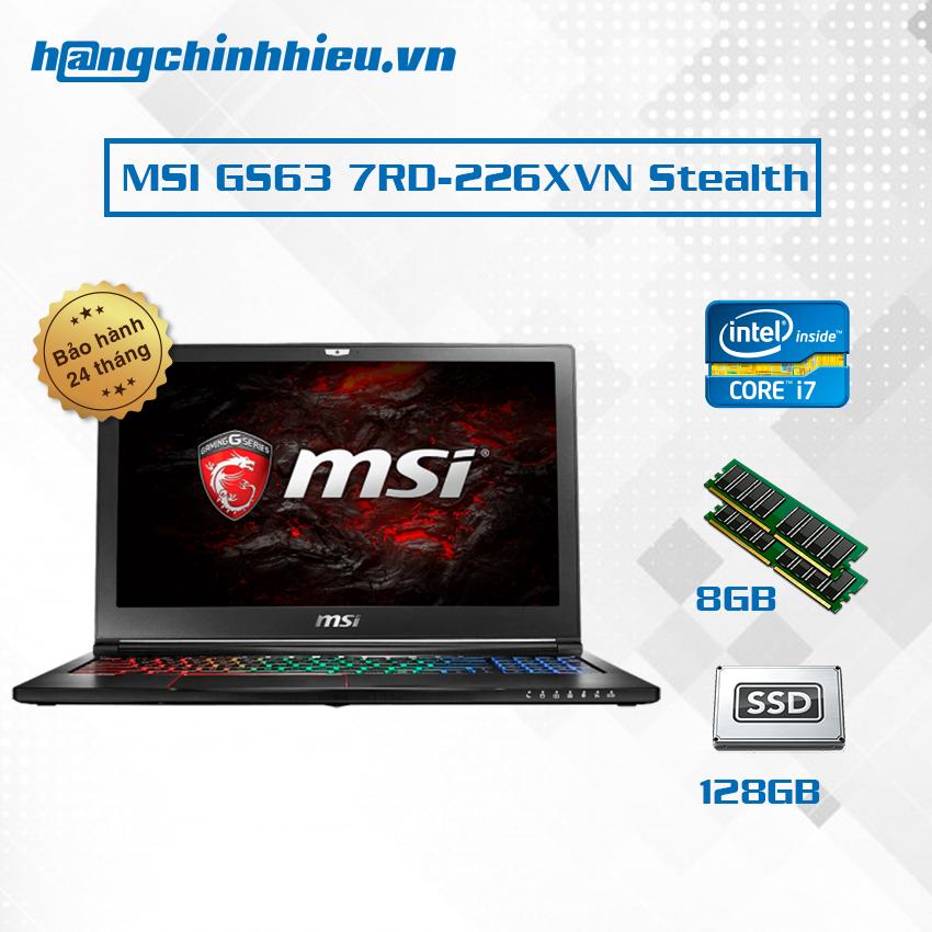Laptop MSI GS63 7RD-226XVN Stealth i7-7700HQ, VGA GTX 1050 2GB, 15.6 inch - Hàng chính hãng phân phối chính thức
