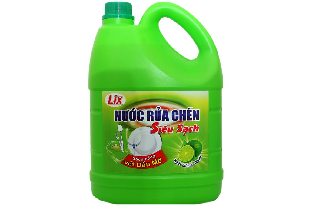 Nước rửa chén Lix Siêu sạch hương Chanh can 4kg