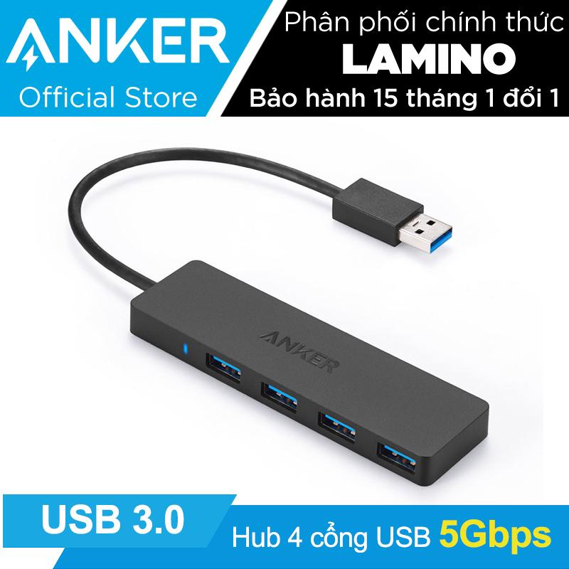 Bộ chia 4 cổng USB 3.0 ANKER Ultra Slim (Đen) - Hãng phân phối chính thức