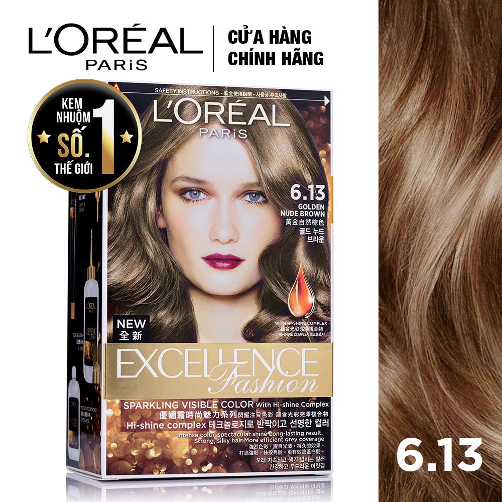 Kem nhuộm dưỡng tóc L'Oreal Paris Excellence Fashion màu #6.13 172ml (Nâu vàng ánh khói)