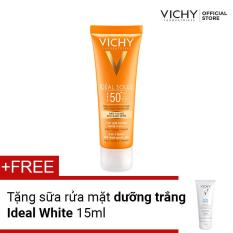 Kem chống nắng có màu ngăn sạm da, giảm thâm nám Vichy Ideal Soleil Anti-Darkspot SPF50 50ml + Tặng Sữa rửa mặt dưỡng trắng Ideal White foam 15ml