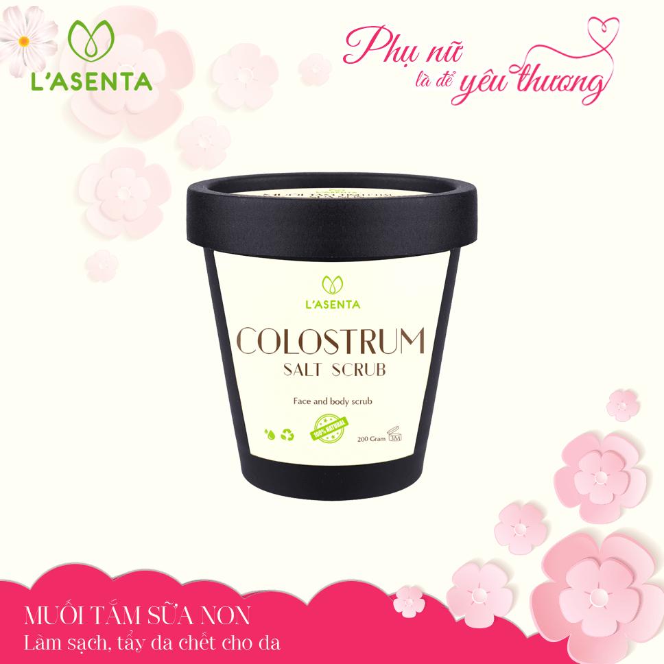 Muối tắm tinh chất sữa non L'asenta Colostrum Salt Scrub 200g